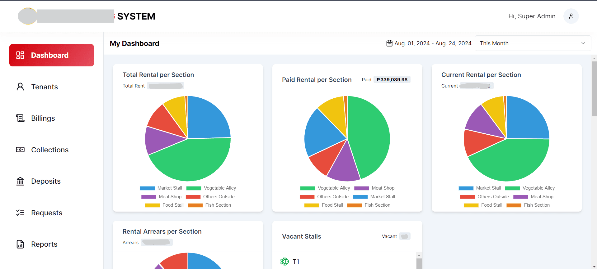 Screenshot of Billing and Collection